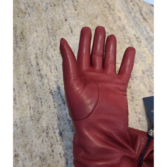 New! Brooks Brothers Womens Size M 7 Red Soft Leather 10" Gloves Cashmere Lined - Picture 15 of 16